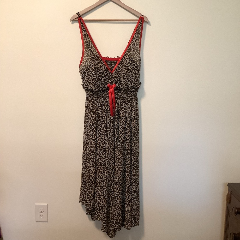 Cacique intimates women’s 22/24 cheetah print baby doll shark bite hem nighty
